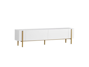 Meuble TV en bois "Nexus" - 180 x 30 x 45 cm - Blanc / Or