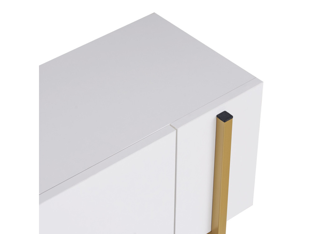 Meuble TV en bois "Nexus" - 180 x 30 x 45 cm - Blanc / Or