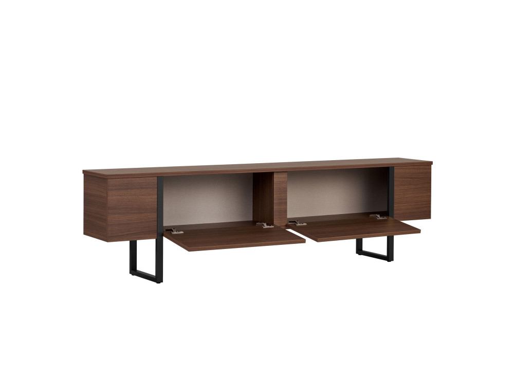 Meuble TV en bois "Onera" - 180 x 30 x 50 cm - Noyer / Noir