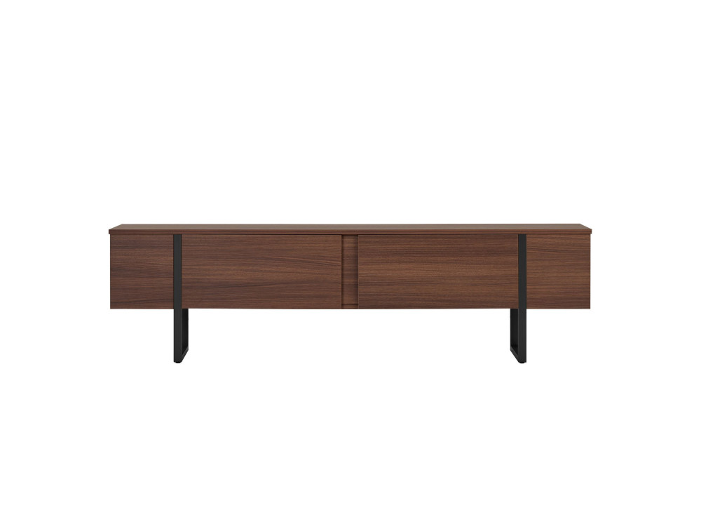 Meuble TV en bois "Onera" - 180 x 30 x 50 cm - Noyer / Noir