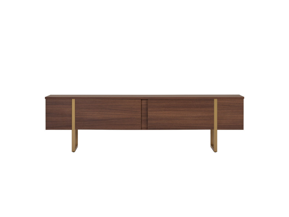 Meuble TV en bois "Onera" - 180 x 30 x 50 cm - Noyer / Or