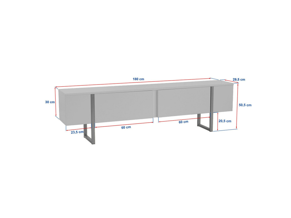 Meuble TV en bois "Onera" - 180 x 30 x 50 cm - Noyer / Or