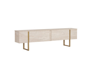 Meuble TV en bois "Onera" - 180 x 30 x 50 cm - Travertin / Or