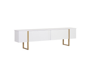 Meuble TV en bois "Onera" - 180 x 30 x 50 cm - Blanc / Or