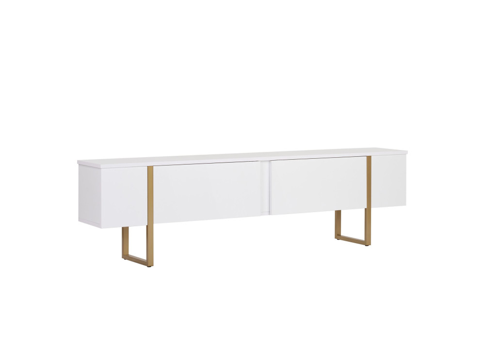 Meuble TV en bois "Onera" - 180 x 30 x 50 cm - Blanc / Or