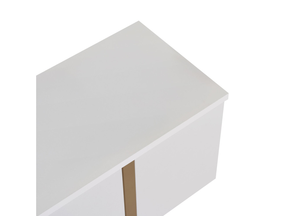 Meuble TV en bois "Onera" - 180 x 30 x 50 cm - Blanc / Or