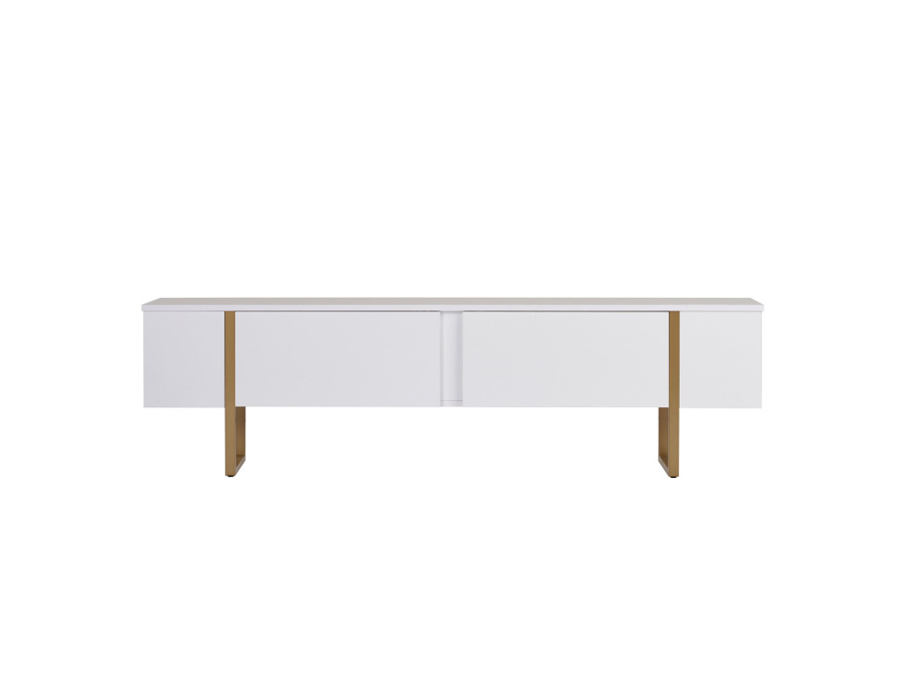 Meuble TV en bois "Onera" - 180 x 30 x 50 cm - Blanc / Or