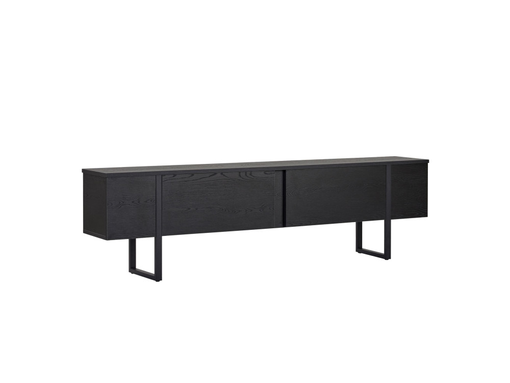 Meuble TV en bois "Onera" - 180 x 30 x 50 cm - Bois Noir / Noir