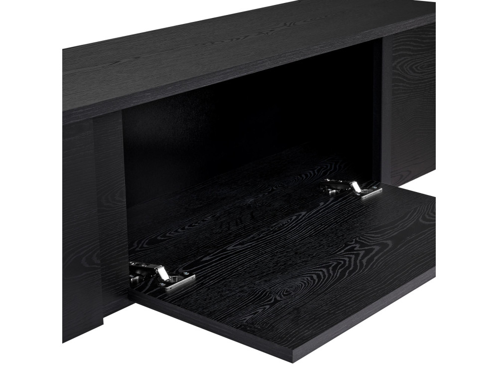 Meuble TV en bois "Onera" - 180 x 30 x 50 cm - Bois Noir / Noir