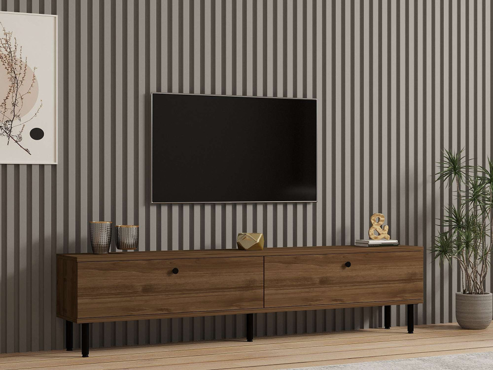 Meuble TV en bois "Nantes" - 160 x 25 x 37 cm - Marron