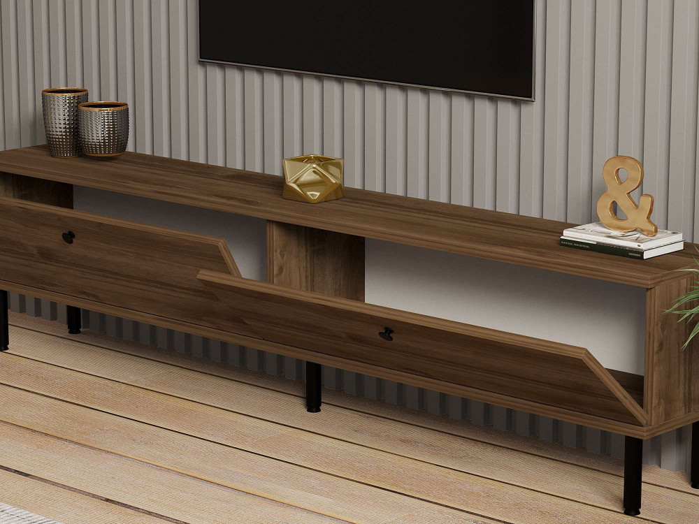 Meuble TV en bois "Nantes" - 160 x 25 x 37 cm - Marron