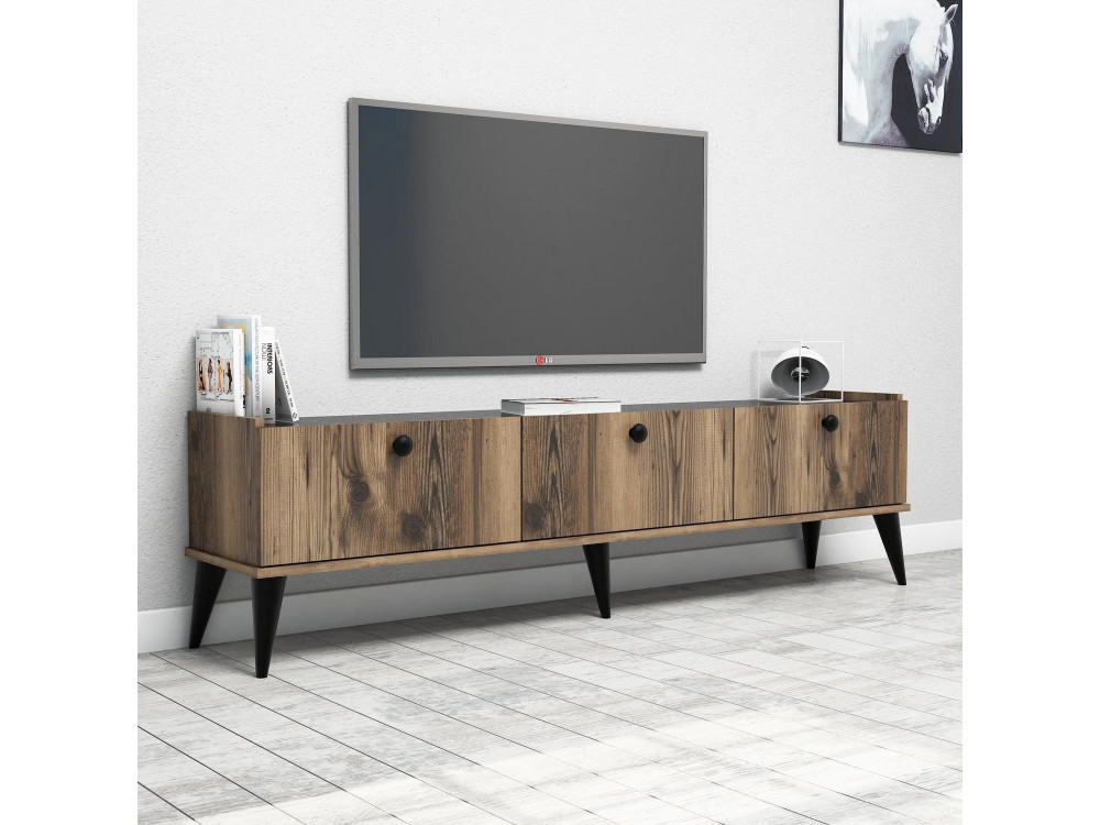 Meuble TV en bois "Lidya" - 180 x 35 x 49 cm - Marron