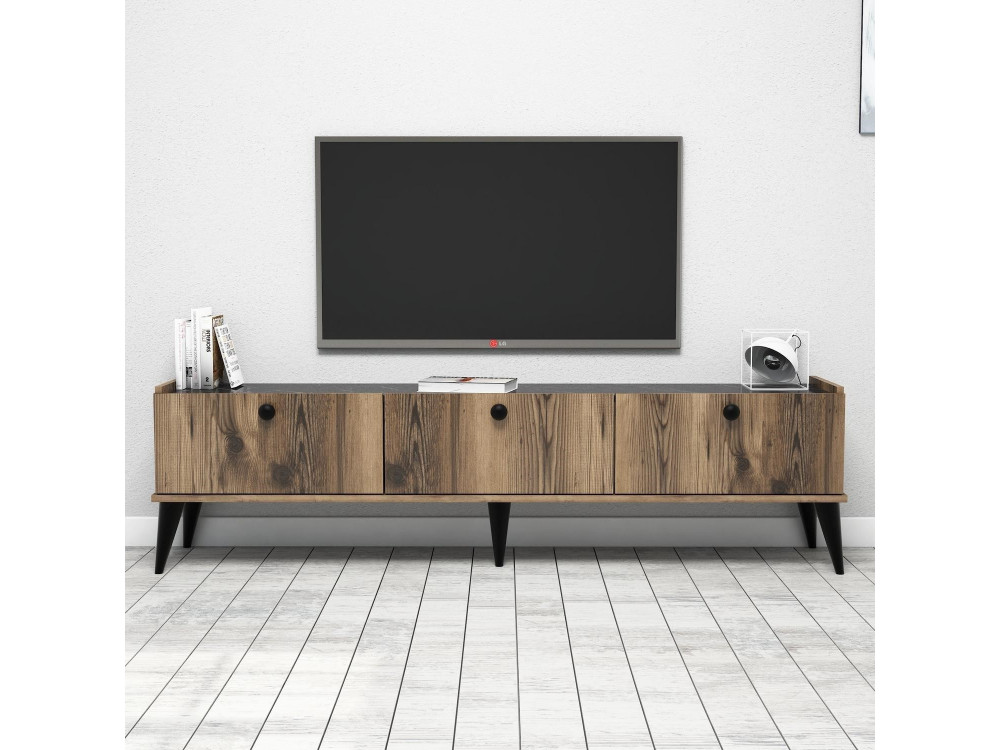 Meuble TV en bois "Lidya" - 180 x 35 x 49 cm - Marron