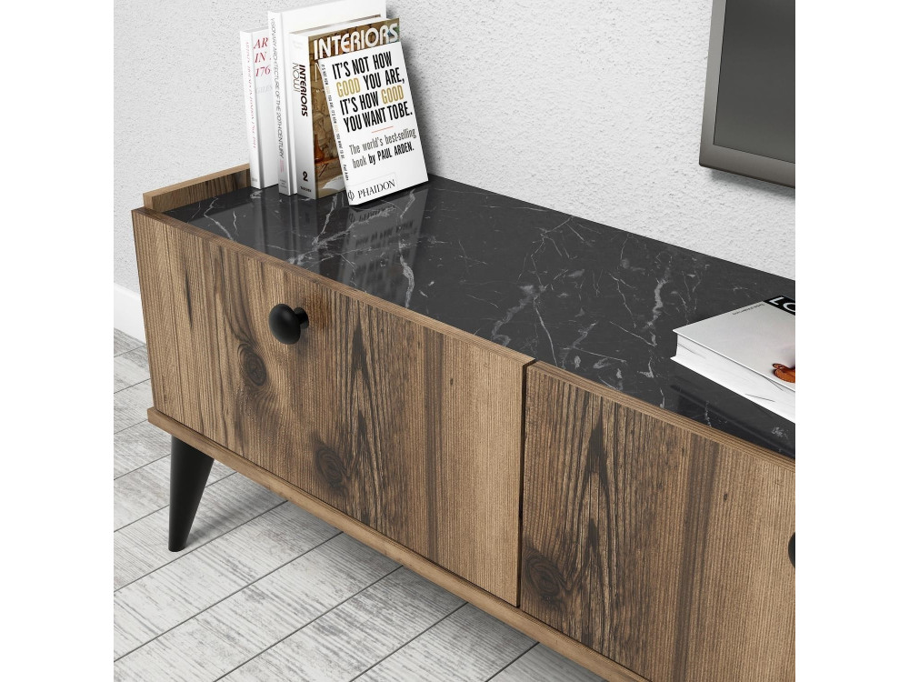 Meuble TV en bois "Lidya" - 180 x 35 x 49 cm - Marron