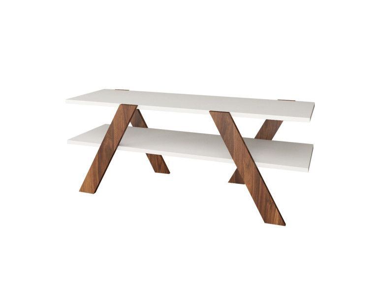 Meuble TV en bois "Basic" - 120 x 33 x 45 cm - Blanc