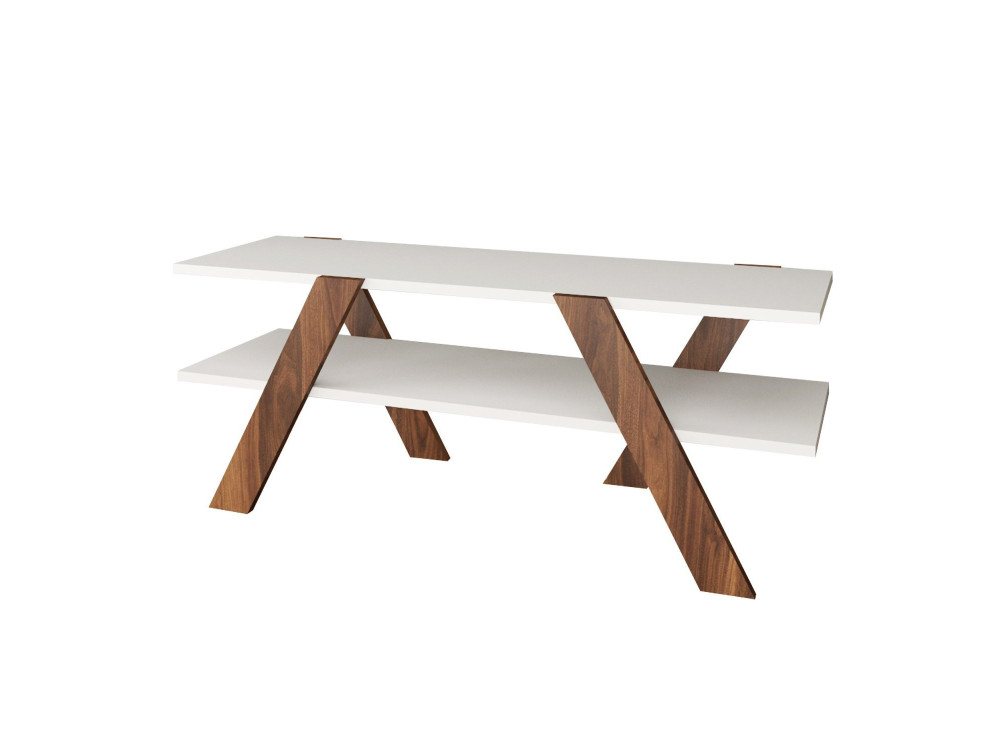 Meuble TV en bois "Basic" - 120 x 33 x 45 cm - Blanc