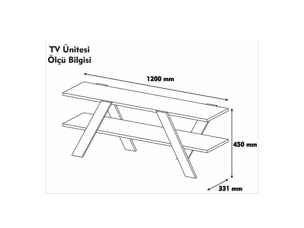 Meuble TV en bois "Basic" - 120 x 33 x 45 cm - Blanc