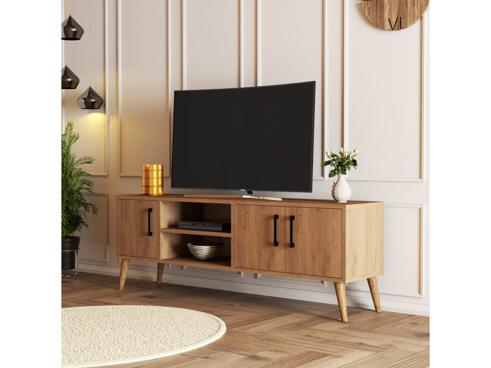 Meuble TV en bois "Exxen" - 150 x 34 x 52 cm - Marron