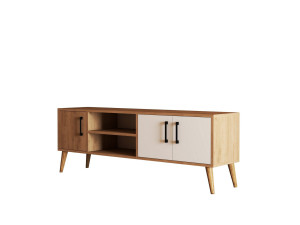 Meuble TV en bois "Exxen" - 150 x 34 x 52 cm - Blanc