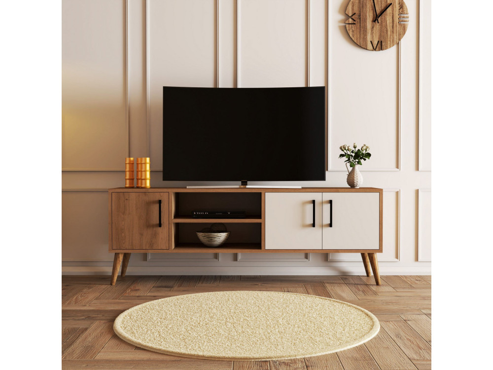 Meuble TV en bois "Exxen" - 150 x 34 x 52 cm - Blanc