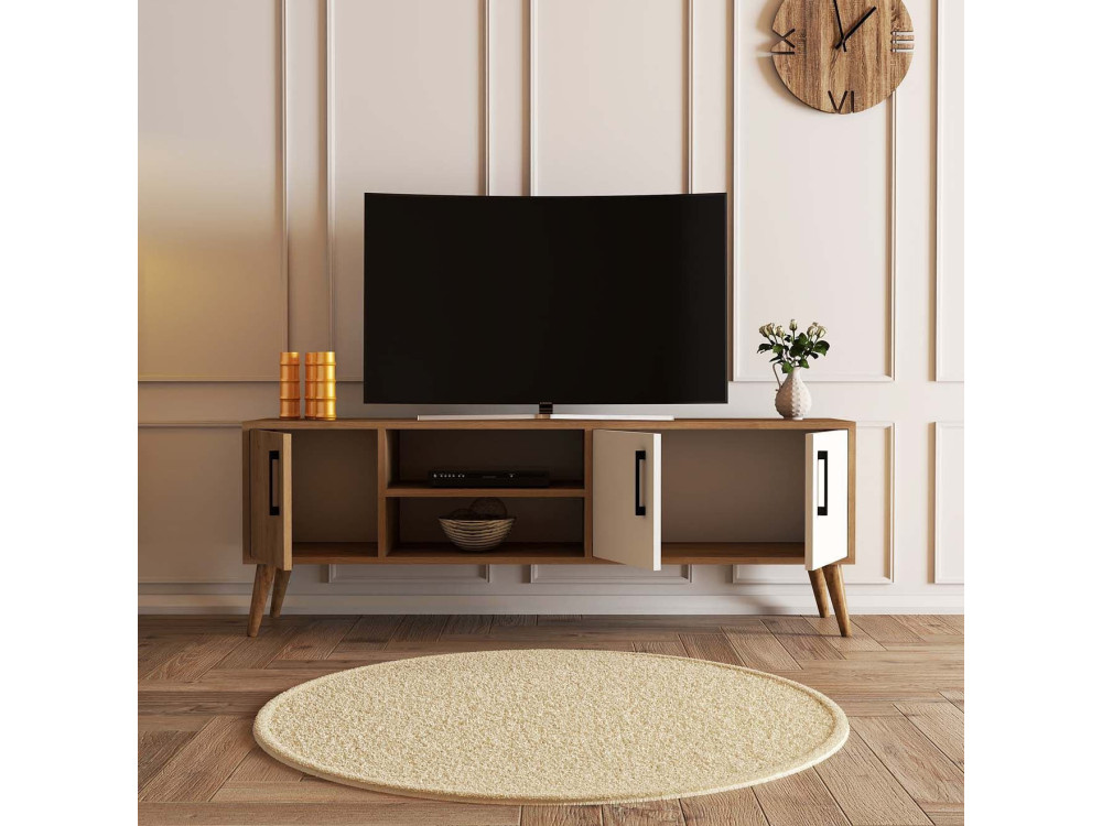Meuble TV en bois "Exxen" - 150 x 34 x 52 cm - Blanc