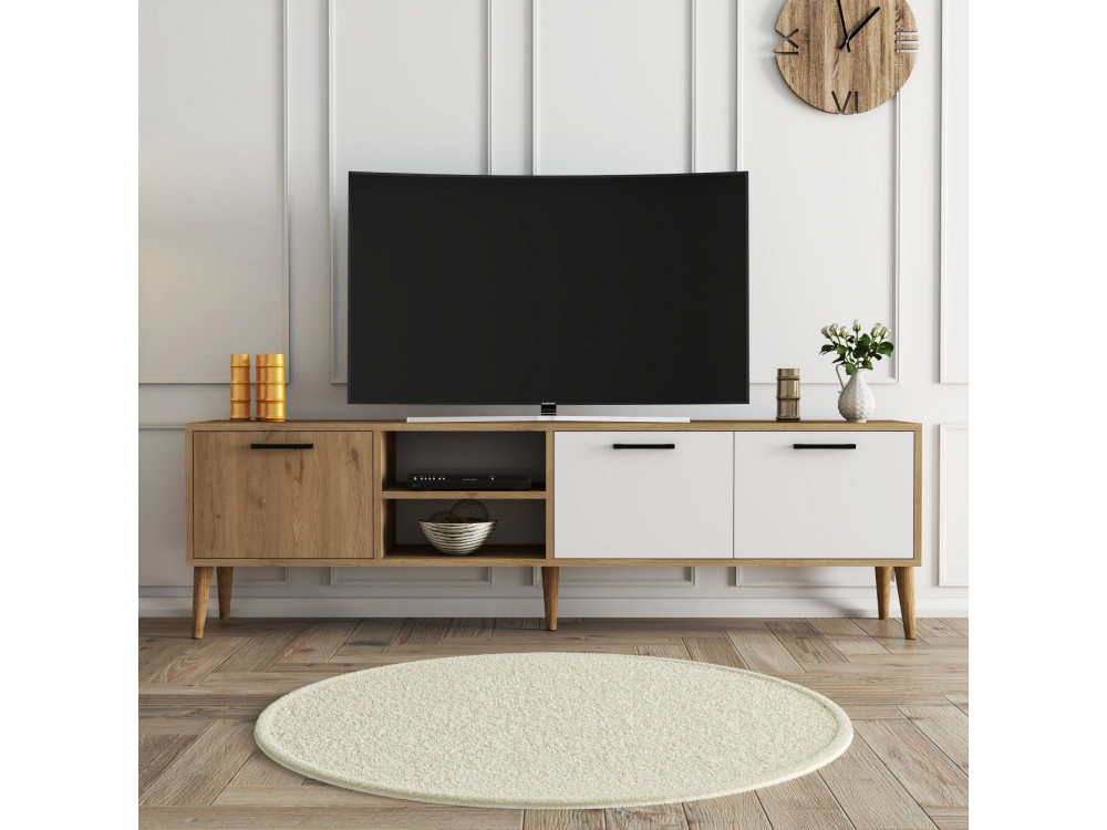 Meuble TV en bois "Exxen" - 180 x 35 x 53 cm - Blanc