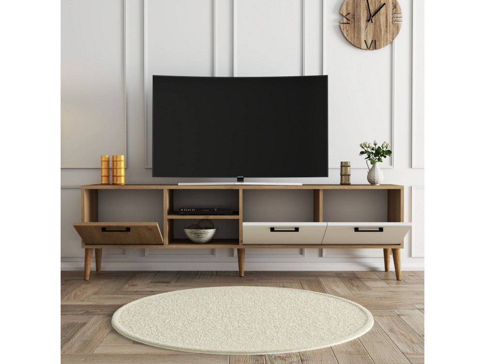 Meuble TV en bois "Exxen" - 180 x 35 x 53 cm - Blanc