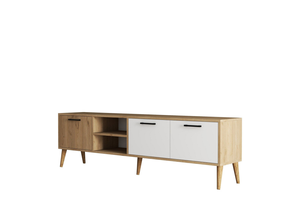 Meuble TV en bois "Exxen" - 180 x 35 x 53 cm - Blanc