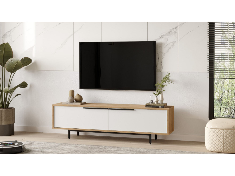 Meuble TV en bois "ON1-SW" - 160 x 35 x 45 cm - Blanc