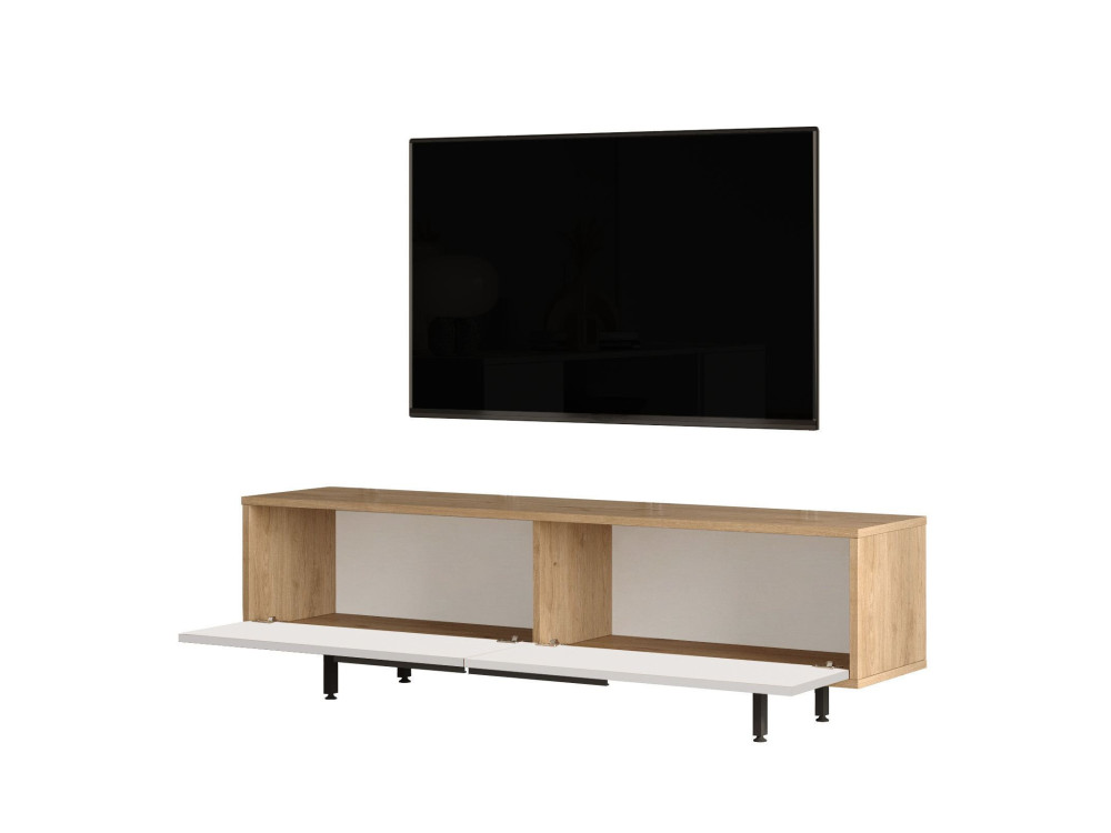 Meuble TV en bois "ON1-SW" - 160 x 35 x 45 cm - Blanc