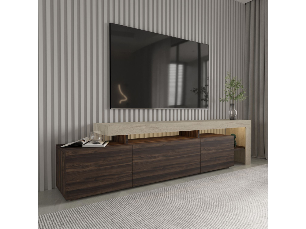 Meuble TV en bois "Beliz" - 192 x 37 x 53 cm - Marron