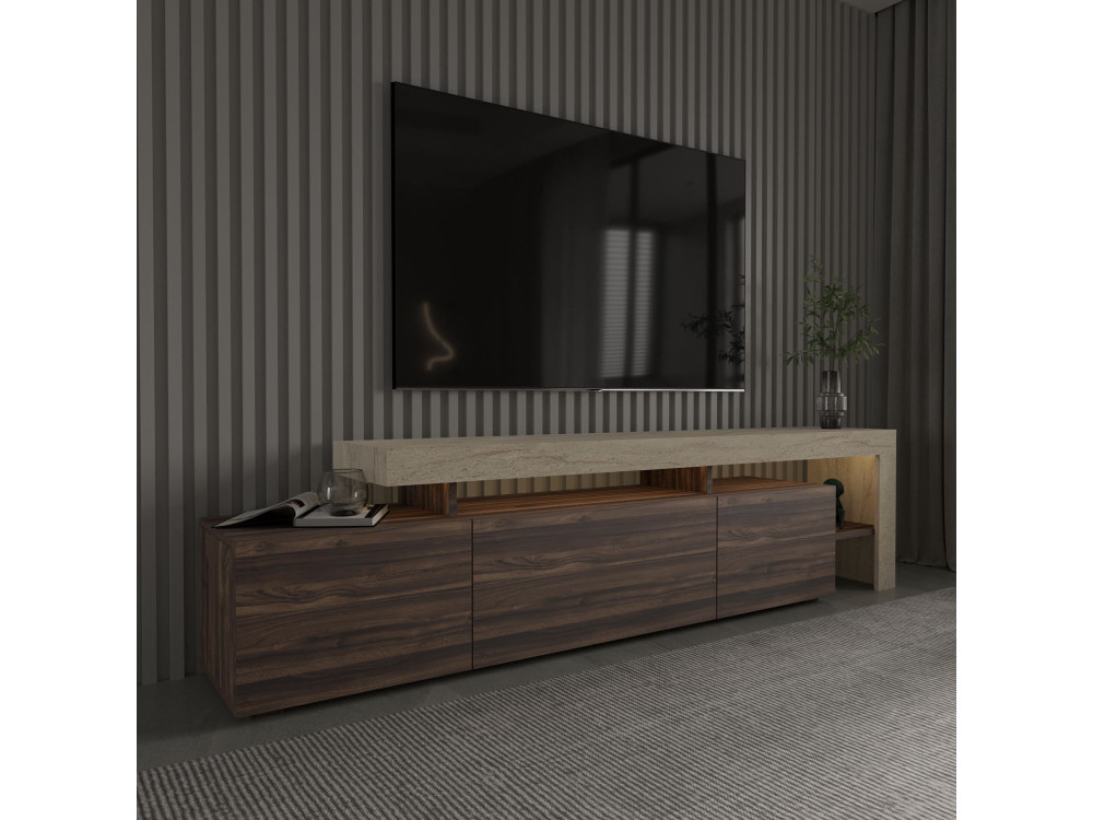 Meuble TV en bois "Beliz" - 192 x 37 x 53 cm - Marron