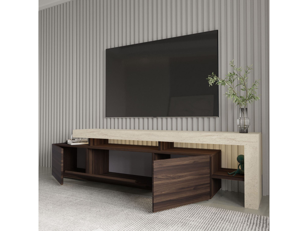 Meuble TV en bois "Beliz" - 192 x 37 x 53 cm - Marron