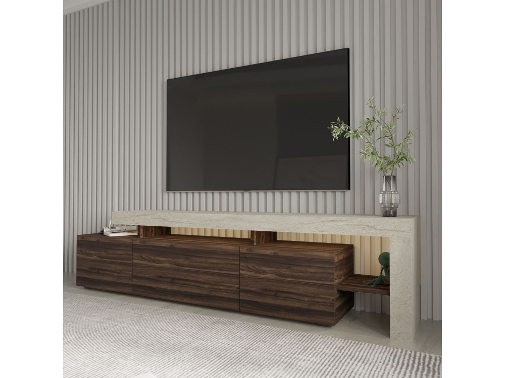Meuble TV en bois "Beliz" - 192 x 37 x 53 cm - Marron