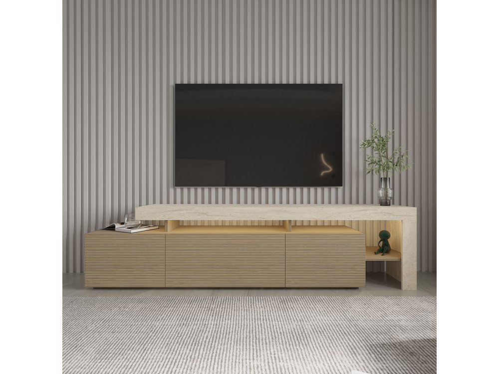 Meuble TV en bois "Beliz" - 192 x 37 x 53 cm - Beige