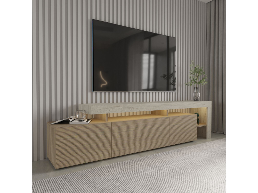 Meuble TV en bois "Beliz" - 192 x 37 x 53 cm - Beige
