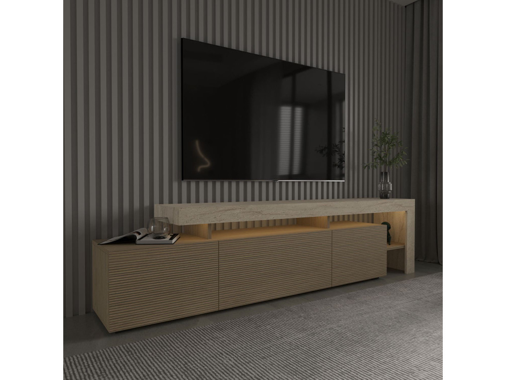 Meuble TV en bois "Beliz" - 192 x 37 x 53 cm - Beige