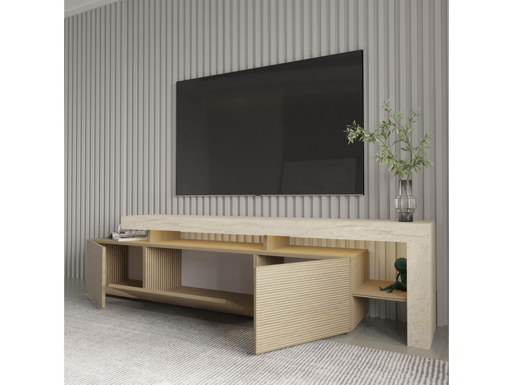 Meuble TV en bois "Beliz" - 192 x 37 x 53 cm - Beige