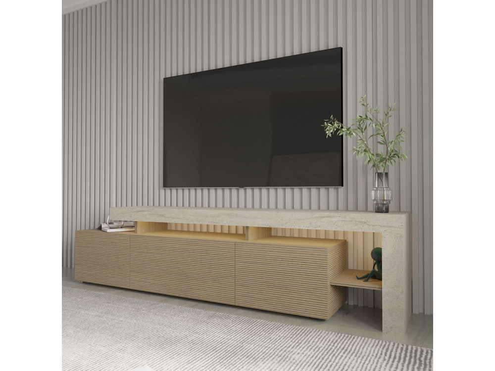 Meuble TV en bois "Beliz" - 192 x 37 x 53 cm - Beige