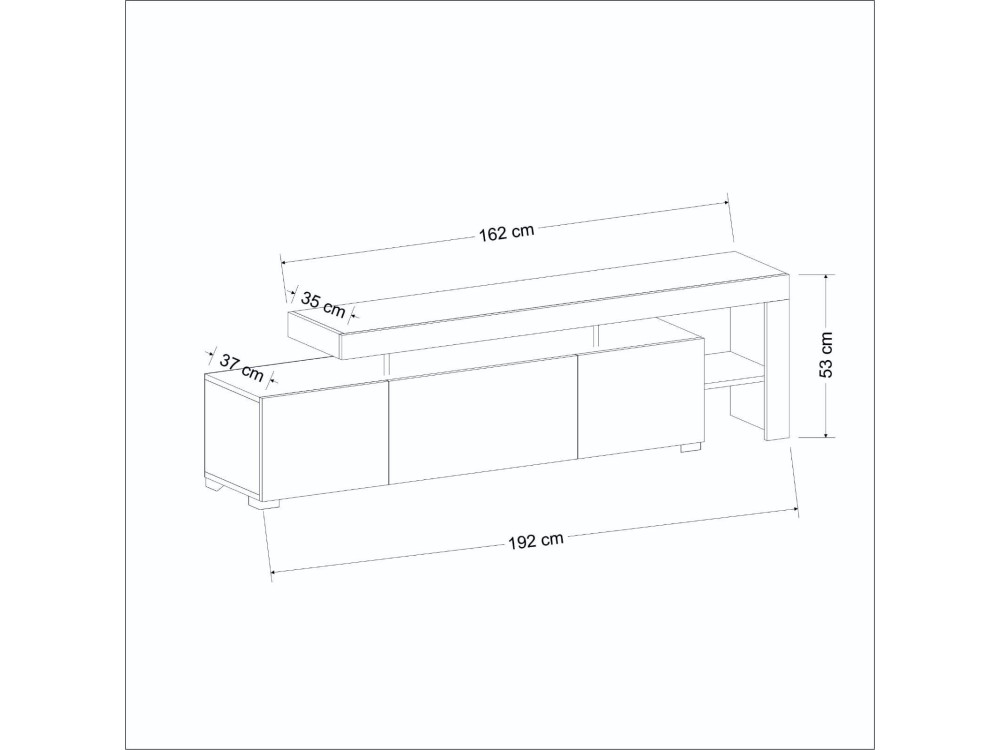 Meuble TV en bois "Beliz" - 192 x 37 x 53 cm - Beige