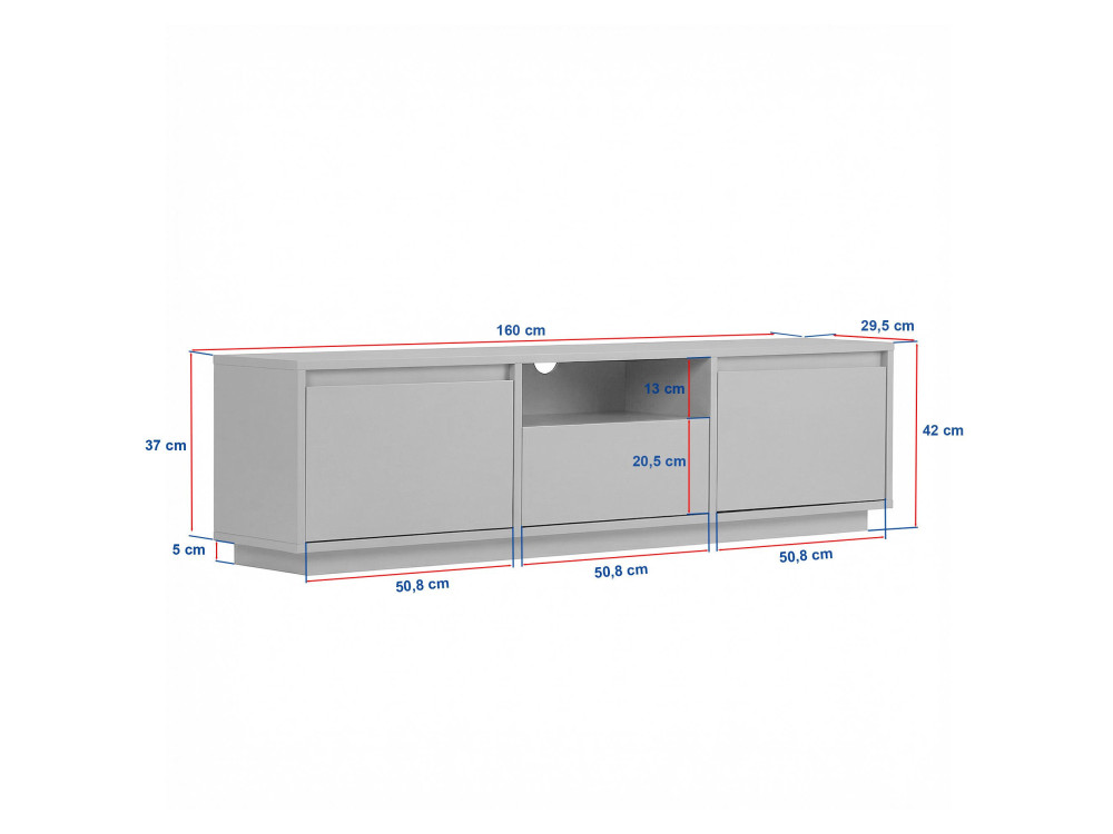 Meuble TV en bois "Sentinel" - 160 x 30 x 42 cm - Marron