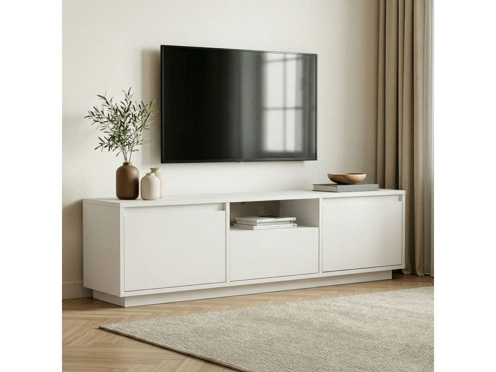 Meuble TV en bois "Sentinel" - 160 x 30 x 42 cm - Blanc