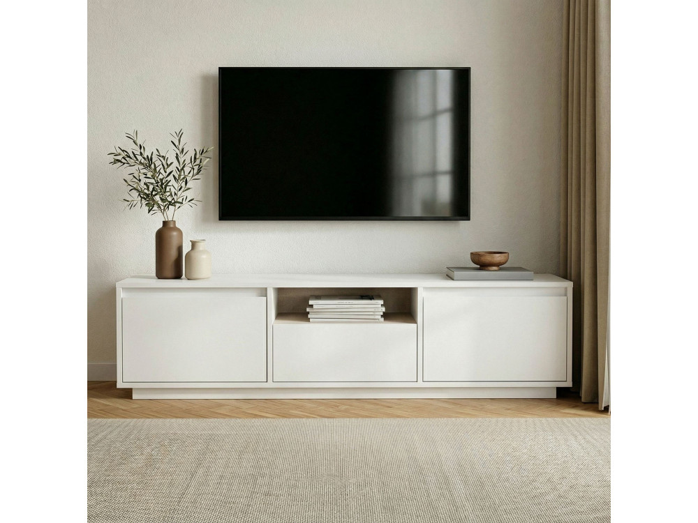 Meuble TV en bois "Sentinel" - 160 x 30 x 42 cm - Blanc