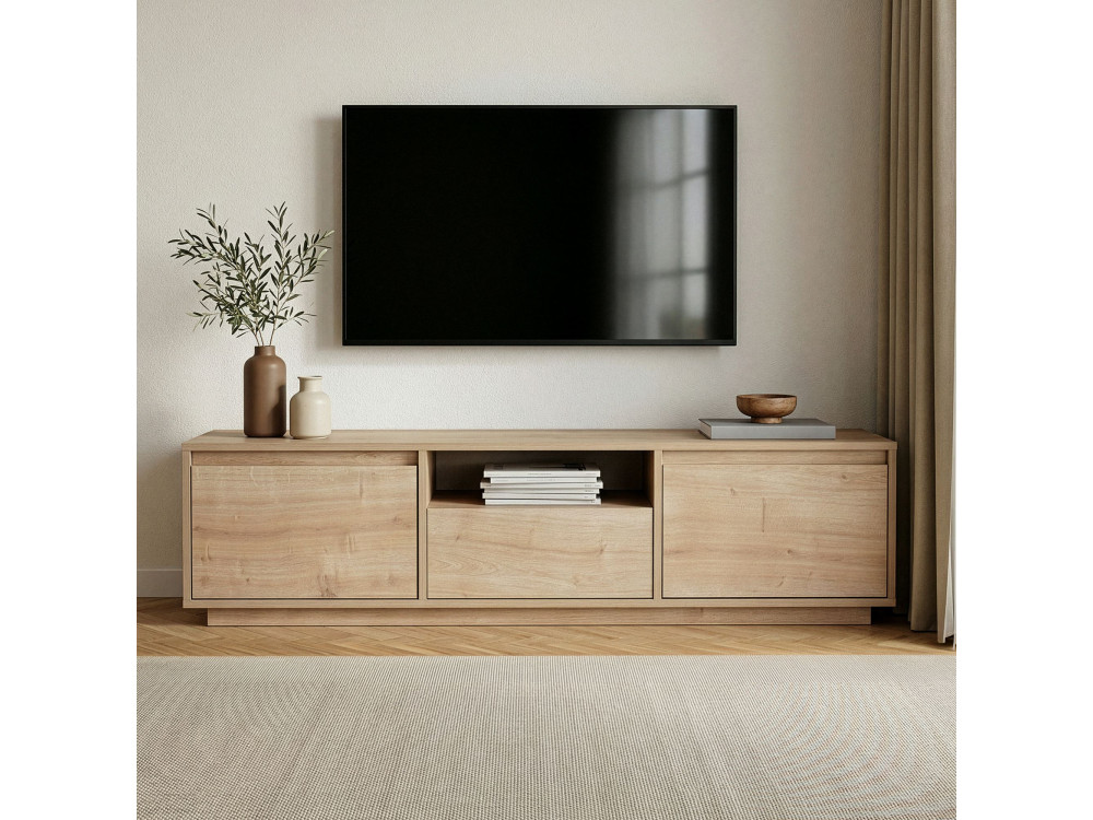 Meuble TV en bois "Sentinel" - 160 x 30 x 42 cm - Beige