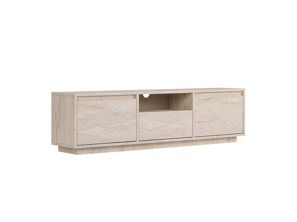 Meuble TV en bois "Sentinel" - 160 x 30 x 42 cm - Travertin