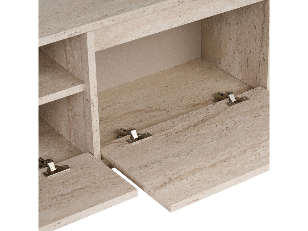 Meuble TV en bois "Sentinel" - 160 x 30 x 42 cm - Travertin