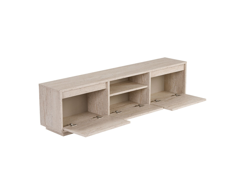 Meuble TV en bois "Sentinel" - 160 x 30 x 42 cm - Travertin