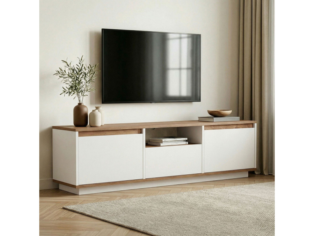 Meuble TV en bois "Sentinel" - 160 x 30 x 42 cm - Blanc