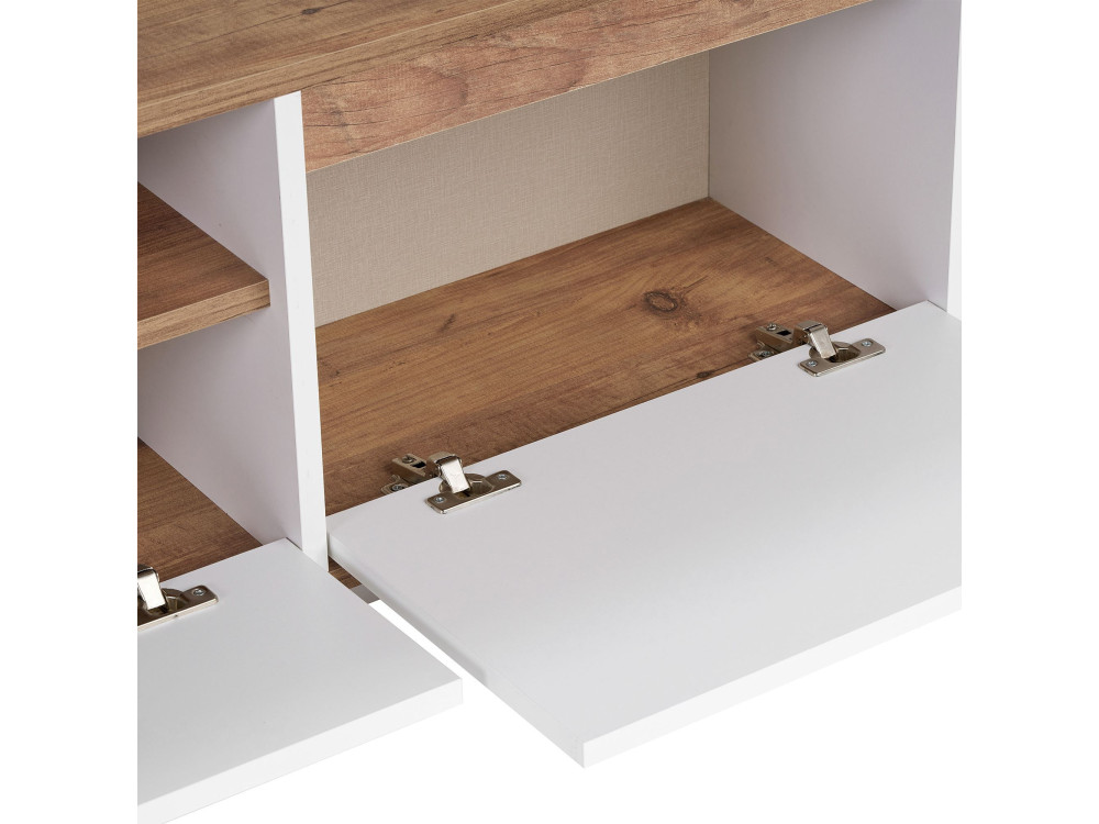 Meuble TV en bois "Sentinel" - 160 x 30 x 42 cm - Blanc