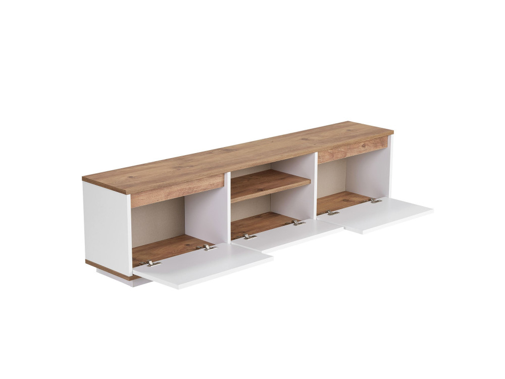 Meuble TV en bois "Sentinel" - 160 x 30 x 42 cm - Blanc